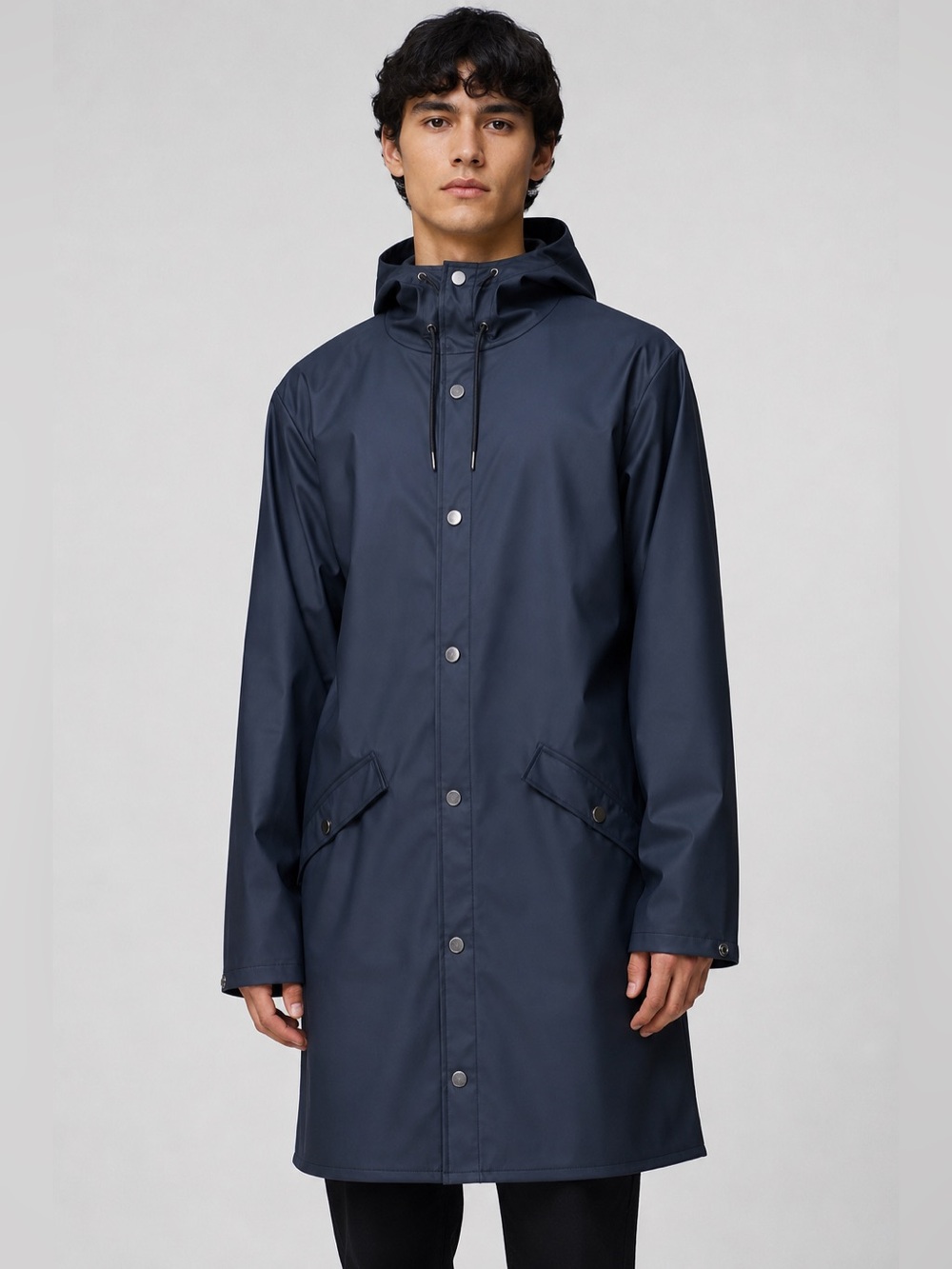 RAINS Long Jacket W3 Raincoat Navy men’s unisex XXL NWT Waterproof Hooded Coat